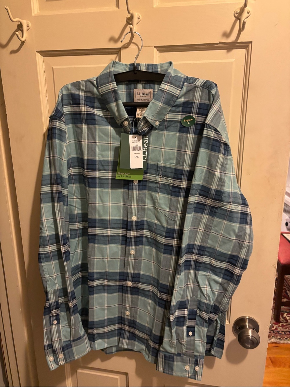 L.L. Bean Comfort Stretch Slightly Fitted Men’s Oxford Shirt Large Soft Juniper